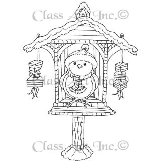 Class Act Cling Mounted Rubber Stamp 4.25 X6   Birdy Lunch