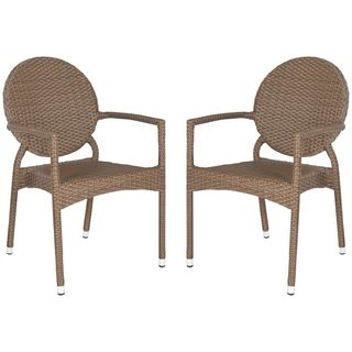 Valdez Brown Indoor Outdoor Stackable Arm Chair (set Of 2)