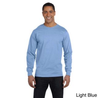 Hanes Hanes Mens Beefy t 6.1 ounce Cotton Long Sleeve Shirt Blue Size 3XL