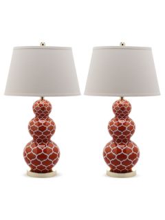Pair of Moroccan Trellis Gourd Table Lamps (Blood Orange) by Safavieh
