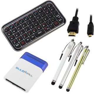 BIRUGEAR Bluetooth Wireless Mini Keyboard + 6FT Micro HDMI Cable + 3 Stylus Pen for Motorola DROID RAZR MAXX HD, DROID RAZR HD XT926, Photon Q 4G LTE XT897, Atrix HD MB886, Droid 4 XT894, Droid RAZR MAXX XT916 / XT913, DROID RAZR XT912 and Other Tablet /Ce