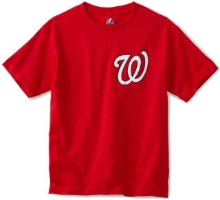 MLB Majestic Washington Nationals Youth Wordmark T Shirt   Red  Sports Fan T Shirts  Sports & Outdoors