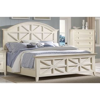 Rockford International Courtney Cottage White Contemporary Panel Bed Off White Size Queen