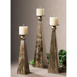 Cesano Rustic Bronze Candle Holders (set Of 3)
