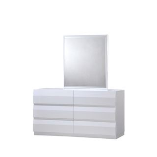 Global Furniture Usa White High Gloss Dresser White Size 6 drawer