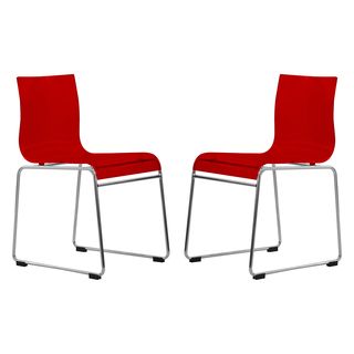 Moreno Transparent Red Acrylic Modern Chair (set Of 2)
