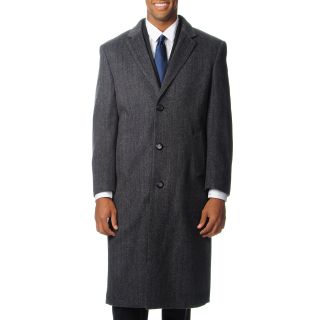 Pronto Moda Pronto Moda Mens Harvard Grey Herringbone Cashmere Blend Long Top Coat Grey Size 38R