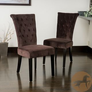Christopher Knight Home Venetian Chocolate Velvet Dining Chairs (set Of 2)