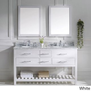 Virtu Virtu Usa Caroline Estate Round Double Sink Bathroom Vanity With Italian Carrara White Marble Countertop And Two 24 Inch Mirror White Size Double Vanities