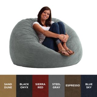 Comfort Research Fufsack 4 foot Large Memory Foam/ Microfiber Bean Bag Chair Grey Size Large