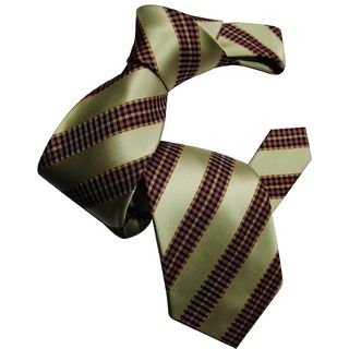 Dmitry Mens Cream Striped Italian Silk Tie