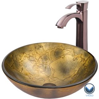 Vigo Copper Shapes Glass Vessel Sink And Otis Oil Rubbed Bronze Faucet Set