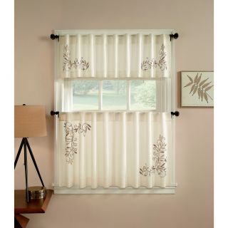 Scroll Leaf 3 piece Curtain Tier And Valance Set
