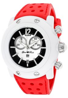 Glam Rock GK1154  Watches,Womens Miami Beach Chronograph White/Black Dial Red Silicone, Chronograph Glam Rock Quartz Watches