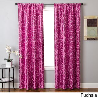 Sari Embroidered Scroll On Faux Silk Curtain Panel