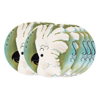Fitz And Floyd Cockatoo Green Accent Stoneware Salad Plate (set Of 8)