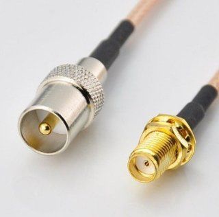 RF coaxial coax cable assembly IEC DVB T TV PAL male to SMA female 8'' Plus led light key chain Computers & Accessories