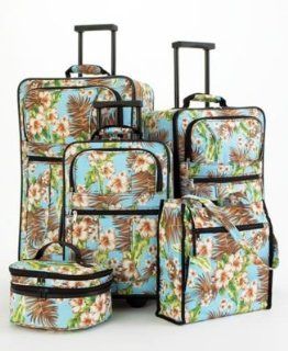 WILD TERRAIN 5 Piece Aqua Floral Luggage Set, 6459 Patio, Lawn & Garden