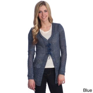 365 Apparel Inc Hadari Womens Patchwork Knit Cardigan Blue Size M (8  10)