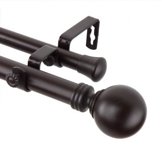 Sphere Moca Adjustable Double Curtain Rod With Finial Set