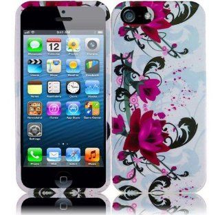 Design Hard Snap on Rubberized Case Cover for Iphone 5 (Purple Lily) Cell Phones & Accessories