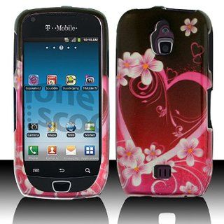 Hot Pink Heart Flower Hard Cover Case for Samsung Exhibit 4G SGH T759 Cell Phones & Accessories