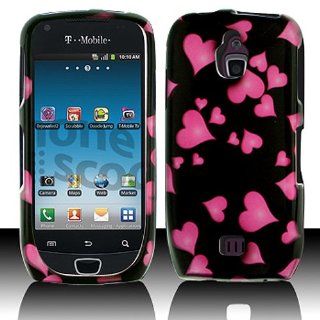 Black Pink Heart Hard Cover Case for Samsung Exhibit 4G SGH T759 Cell Phones & Accessories