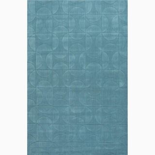 Hand made Blue Wool Textured Rug (3.6x5.6)