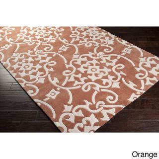 Surya Carpet, Inc. Hand tufted Floral Contemporary Area Rug (8 X 11) Orange Size 8 x 11