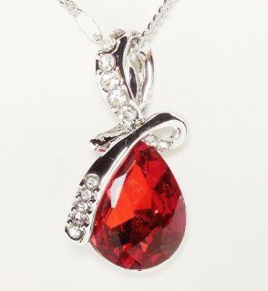 Necklace   Ruby Red Eternal Love Teardrop Swarovski Elements Crystal Pendant Necklace for Women W 18k White Gold PlatedColored Crystal Tear Drop  Twist of Ruby Red  Other Products  