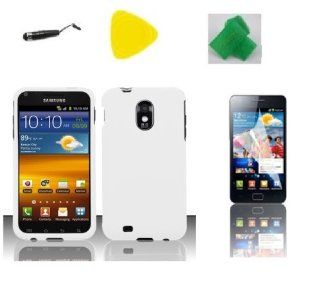 White Hard Case Phone Cover + Extreme Band + Stylus Pen + LCD Screen Protector + Yellow Pry Tool for Samsung Galaxy S2 S II SCH R760 R760 R760X Epic Touch D710 Cell Phones & Accessories