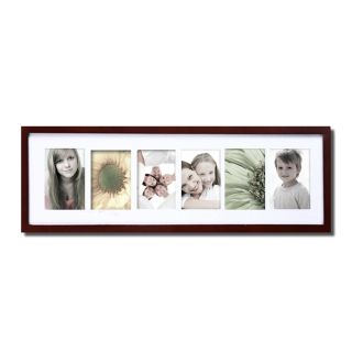 Adeco Walnut Matted 6 opening Collage Photo Frame Black Size Other