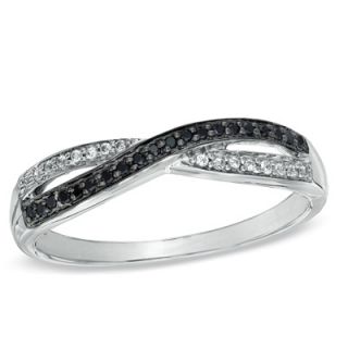 CT. T.W. Enhanced Black and White Diamond Crossover Band in