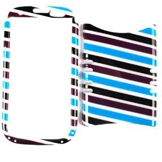 Cell Armor I747 RSNAP TP1587 H Rocker Snap On Case for Samsung Galaxy S3 I747   Retail Packaging   Trans. Black/Purple/Blue/White Stripes Cell Phones & Accessories