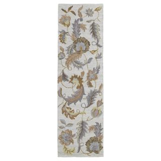 Lawrence Oatmeal Floral Hand tufted Wool Rug (23 X 76)