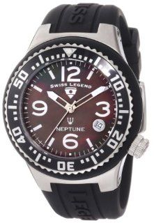 Swiss Legend Women's 11044P 01MOP Neptune Black Mother Of Pearl Dial Black Silicone Watch Watches