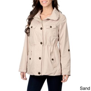 Kensie Kensie Womens Hooded Lightweight Packable Jacket Beige Size XS (2  3)