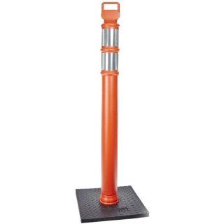 Cortina 03 747RBC Polyethylene Portable Delineator Post with 10 lbs Recycled Rubber Base, 45" Height, Orange (Pack of 1) Industrial Warning Signs