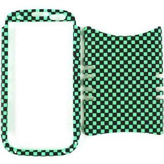 Cell Armor I747 RSNAP 3D314 Rocker Series Snap On Case for Samsung Galaxy S3   Retail Packaging   3D Embossed Green/Black Checkers Cell Phones & Accessories