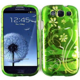 Cell Armor I747 SNAP WF2340 S Snap On Case for Samsung Galaxy SIII   Retail Packaging   Transparent Design, White Flowers on Green Cell Phones & Accessories