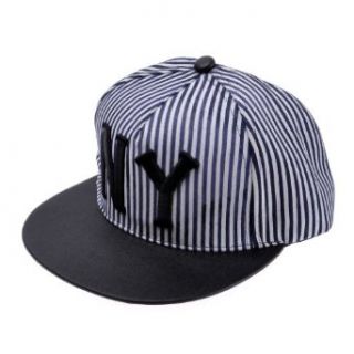 Women's 2014 NEW YORK Striped Pattern Flatbill Adjust Baseball Hat (Blue) Clothing