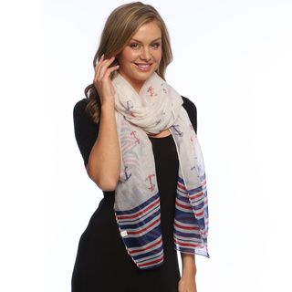 Peach Couture Navy/ White Olympic Anchor Scarf Wrap Blue Size Large
