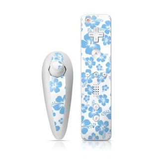 Turquoise Hibiscus Design Nintendo Wii Nunchuk + Remote Controller Protector Skin Decal Sticker Computers & Accessories