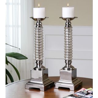 Ardex Ribbed Glass Candleholders (set Of 2)