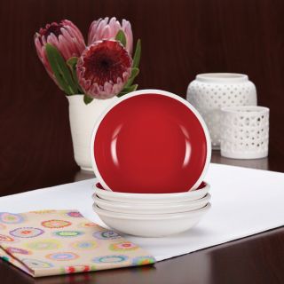 Rachael Ray Dinnerware Rise 4 piece Red Stoneware Fruit Bowl Set