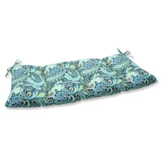 Pillow Perfect Pretty Paisley Navy Wrought Iron Loveseat Outdoor Cushion