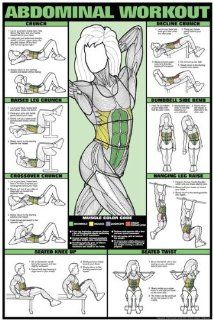 Co ed Abdominal Workout 24" X 36" Laminated Charts  Fitness Charts And Planners  Sports & Outdoors
