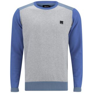 Bench Mens Imam Crew Neck Knit   Grey Marl/Blue      Mens Clothing