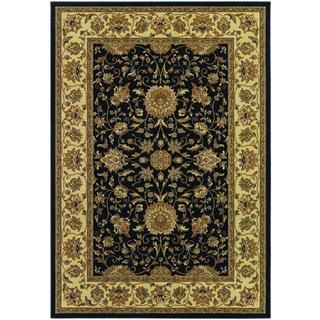 Izmir Floral Isfahan/ Black Area Rug (53 X 76)