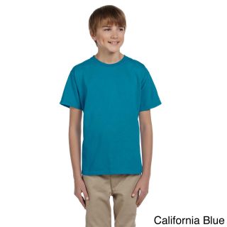Jerzees Youth Boys Hidensi t Cotton T shirt Blue Size L (14 16)